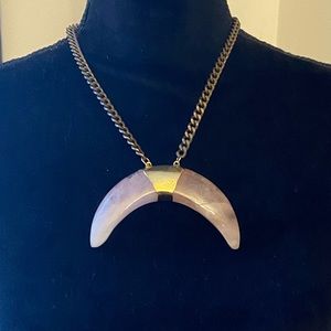 BCP Jewelry Rose Quartz Crescent Moon Necklace